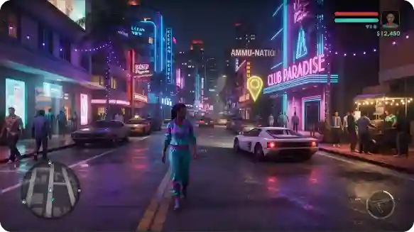 GTA-style gameplay basics with city streets vehicles and mission markers