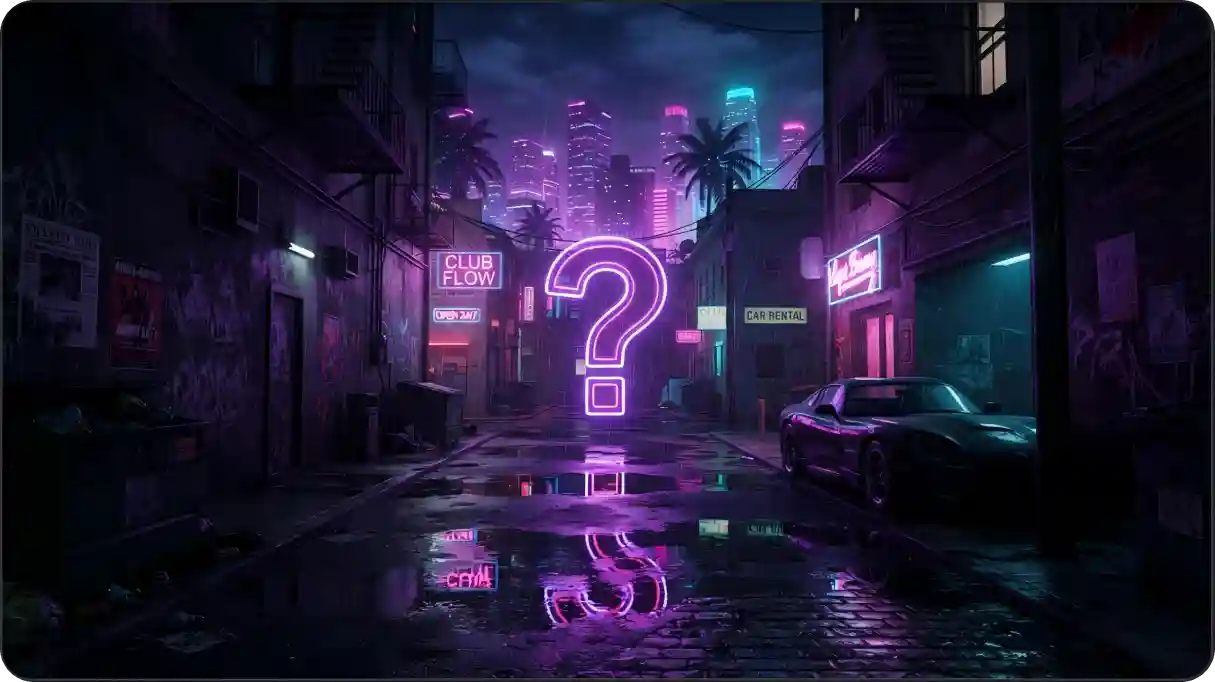 GTA 6 story tips with a mystery mission marker in a city alley