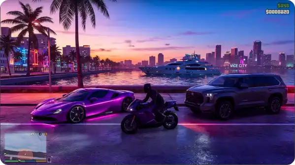 GTA 6 vehicle types including sports cars motorcycles SUVs trucks and boats